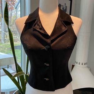 Halter Black Sparkle Sleeveless Tux Vest bebe